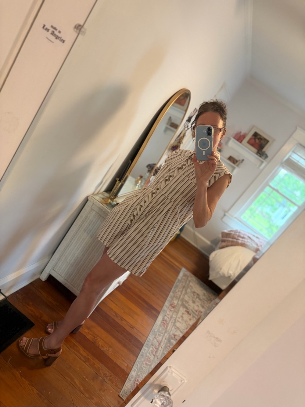 Urban Outfitters Striped Sleeveless Button-Down Romper